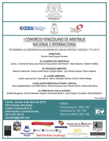 I Congreso Venezolano de Arbitraje Nacional E Internacional