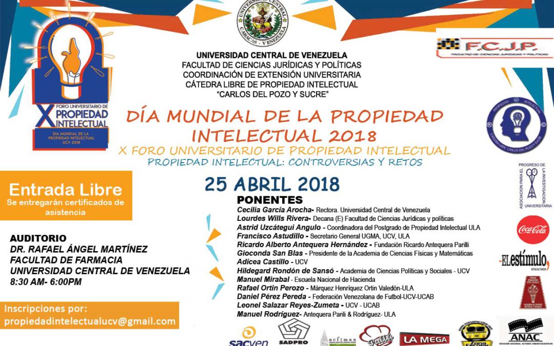 Invitación Acto Instalación Día Mundial de la Propiedad Intelectual, UCV,