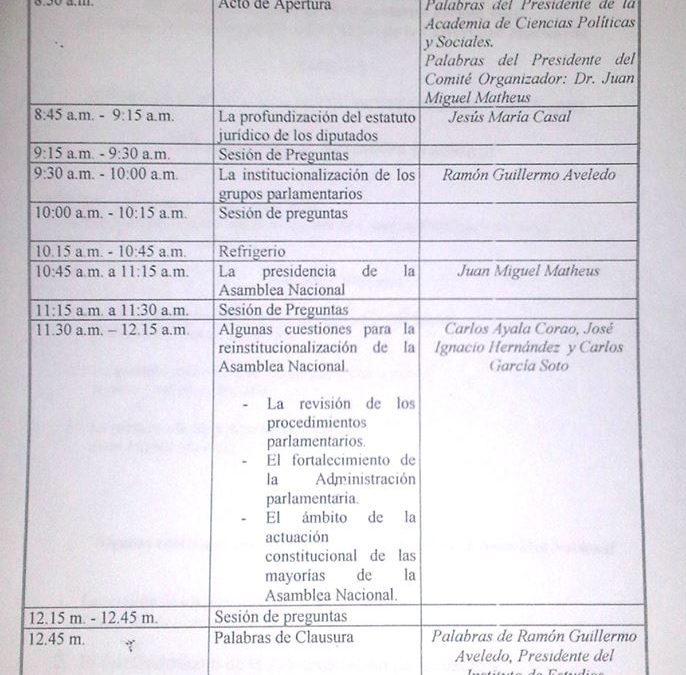 II Jornadas Venezolanas de Derecho Parlamentario “El Futuro de la Asamblea Nacional”