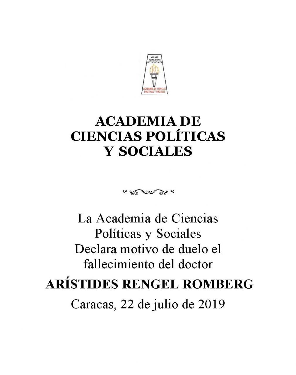 Acuerdo de duelo Dr. Rengel Romberg