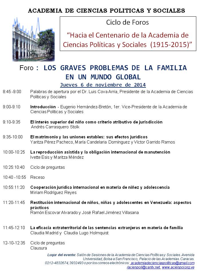 Foro: los Graves Problemas de la Familia en un Mundo Global