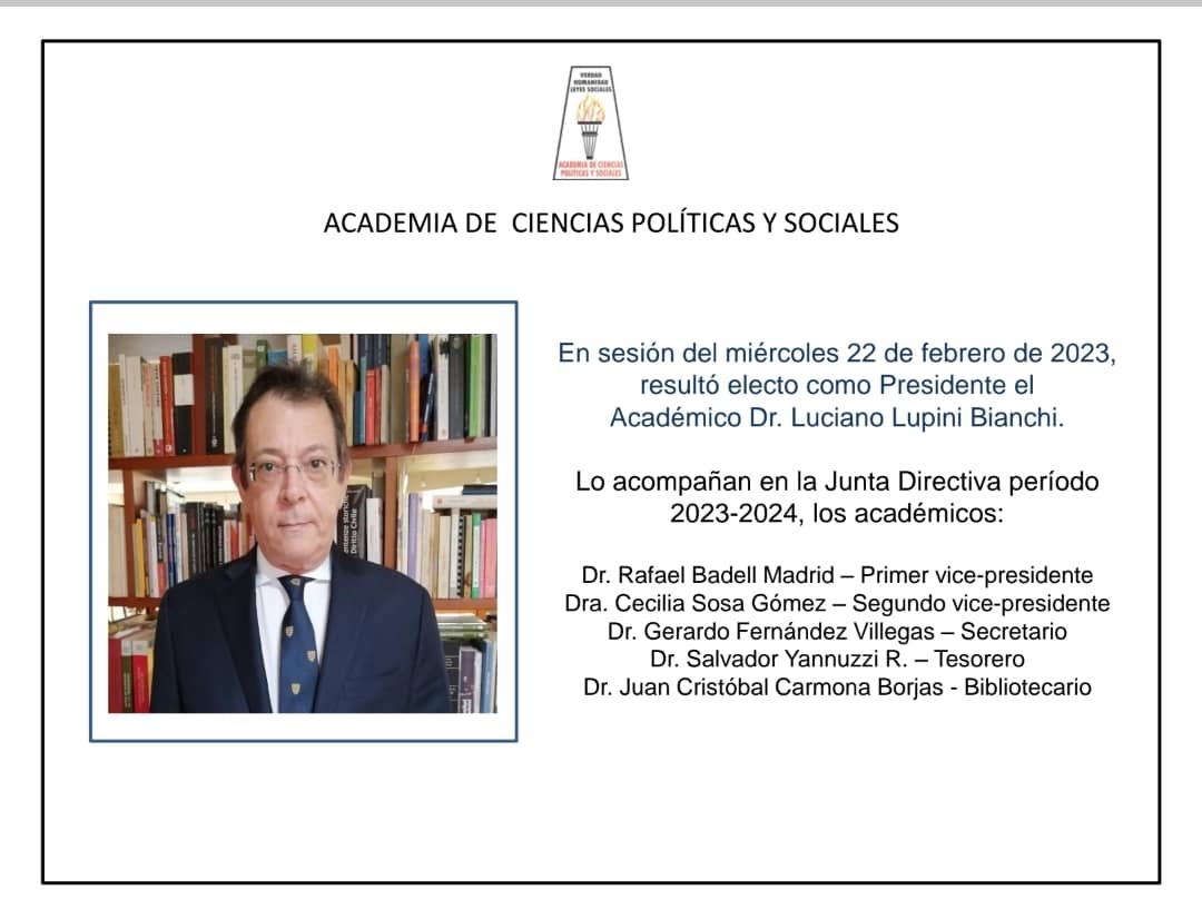 Electa la Junta Directiva de la Academia de Ciencias Políticas y Sociales, período 2023-2024