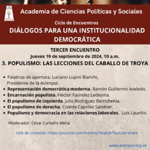 Tercer encuentro. Diálogos para una institucionalidad democrática. Jueves, 19 de septiembre de 2024, 10 a.m.